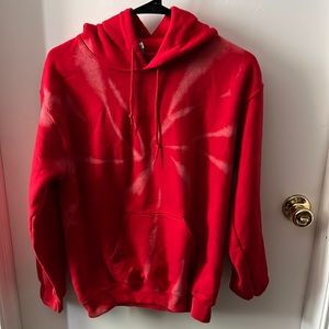 Red bleach tie dye hoodie